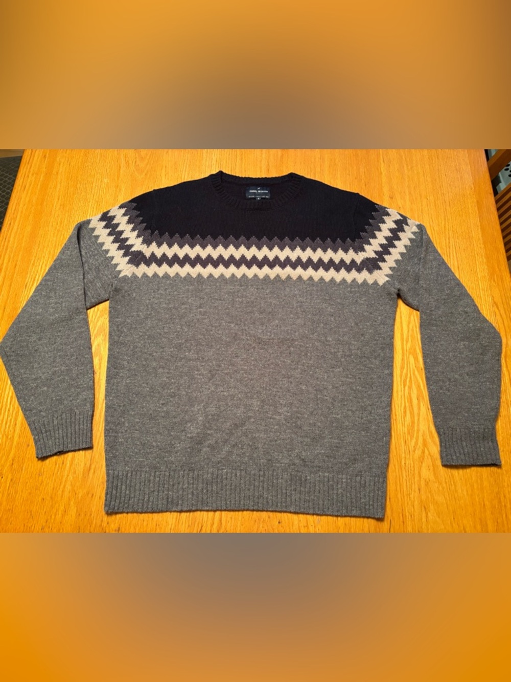 Daniel Hechter Gray Crewneck Sweater with Navy & Cream Yoke